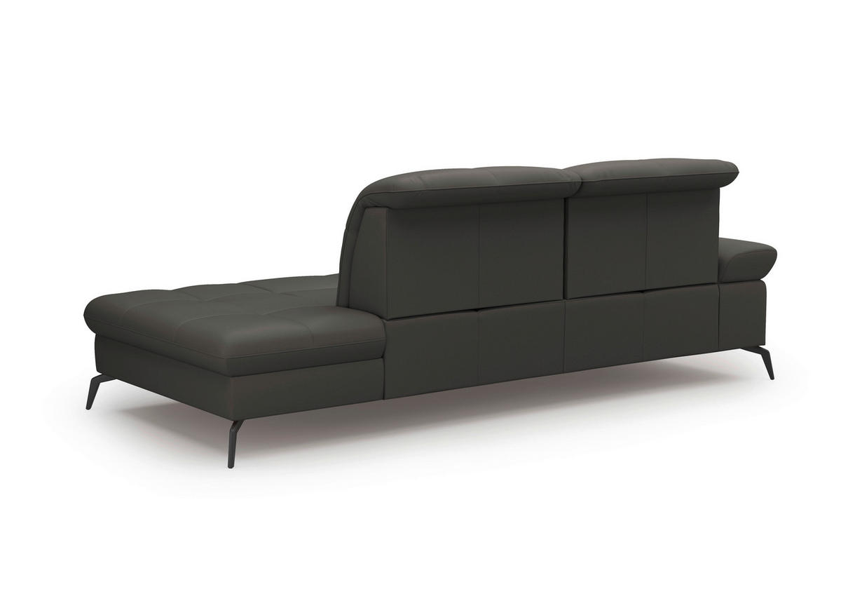 RÉCAMIERE in Echtleder Anthrazit  - Anthrazit/Schwarz, Konventionell, Leder/Metall (231/90/122cm) - Sit & More