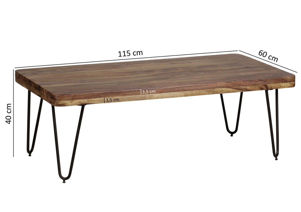 KONFERENČNÝ STOLÍK, farba indického palisandra, drevo, 115/60/40 cm - čierna/farba indického palisandra, Design, kov/drevo (115/60/40cm) - MID.YOU