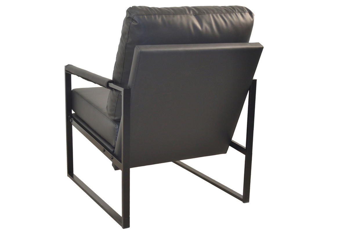 LOUNGESESSEL Lederlook Schwarz    - Schwarz, Design, Textil/Metall (65/90/81cm) - MID.YOU