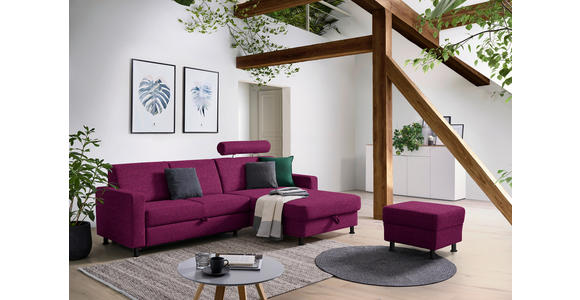ECKSOFA  in Webstoff Lila  257/165 cm  - Lila/Schwarz, Design, Kunststoff/Textil (257/165cm) - Xora