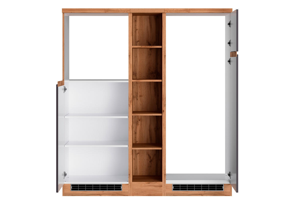 KÜCHENLEERBLOCK 390 cm   in Grau, Eiche Wotan  - Eiche Wotan/Grau, Design, Holzwerkstoff (390cm) - Held
