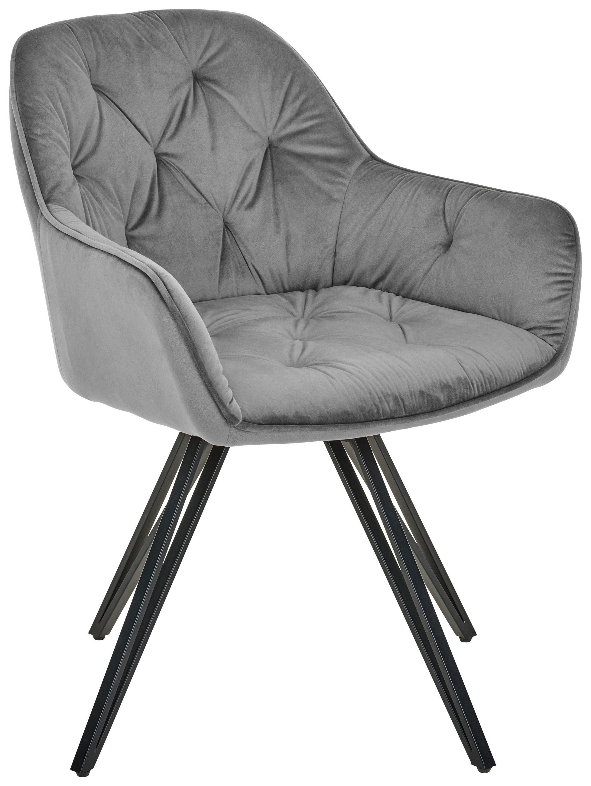 ARMLEHNSTUHL  in Eisen Samt  - Schwarz/Grau, LIFESTYLE, Holz/Textil (61/82/62cm) - Livetastic