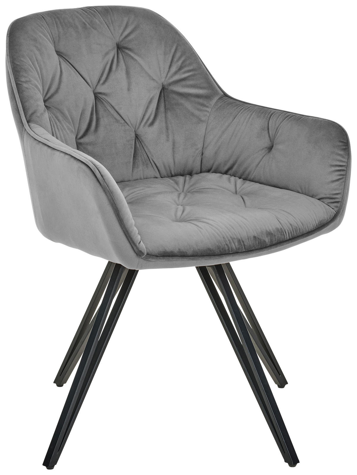 ARMLEHNSTUHL  in Eisen Samt  - Schwarz/Grau, LIFESTYLE, Holz/Textil (61/82/62cm) - Livetastic