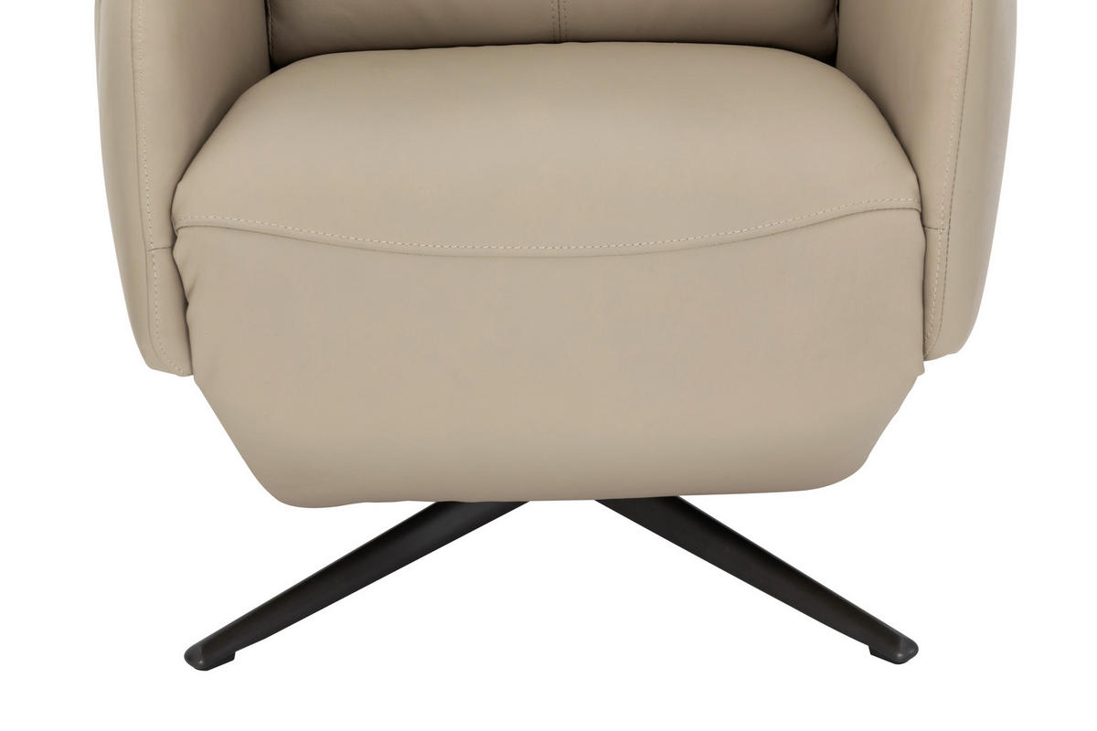 RELAXSESSEL Lederlook Echtleder    - Beige/Schwarz, KONVENTIONELL, Leder/Textil (73/112/86cm) - Livetastic