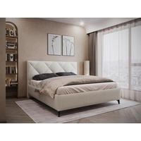 POLSTERBETT 160/200 cm,  in Creme, gepolstertes Kopfteil, Lattenrost,  - Creme/Schwarz, Modern, Holz/Textil (160/200cm) - MID.YOU