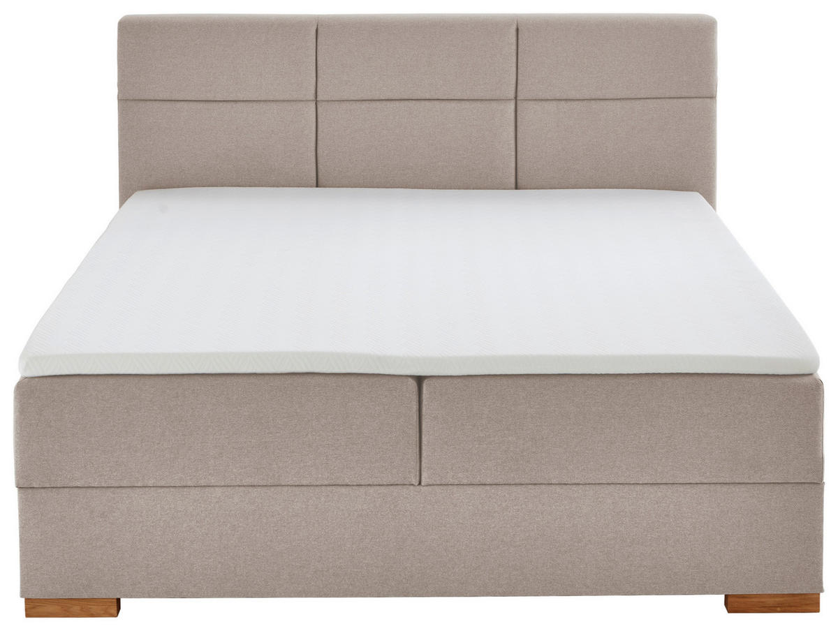 BOXSPRINGBETT 180/200 cm  in Taupe  - Taupe/Eichefarben, Basics, Holz/Textil (180/200cm) - home24