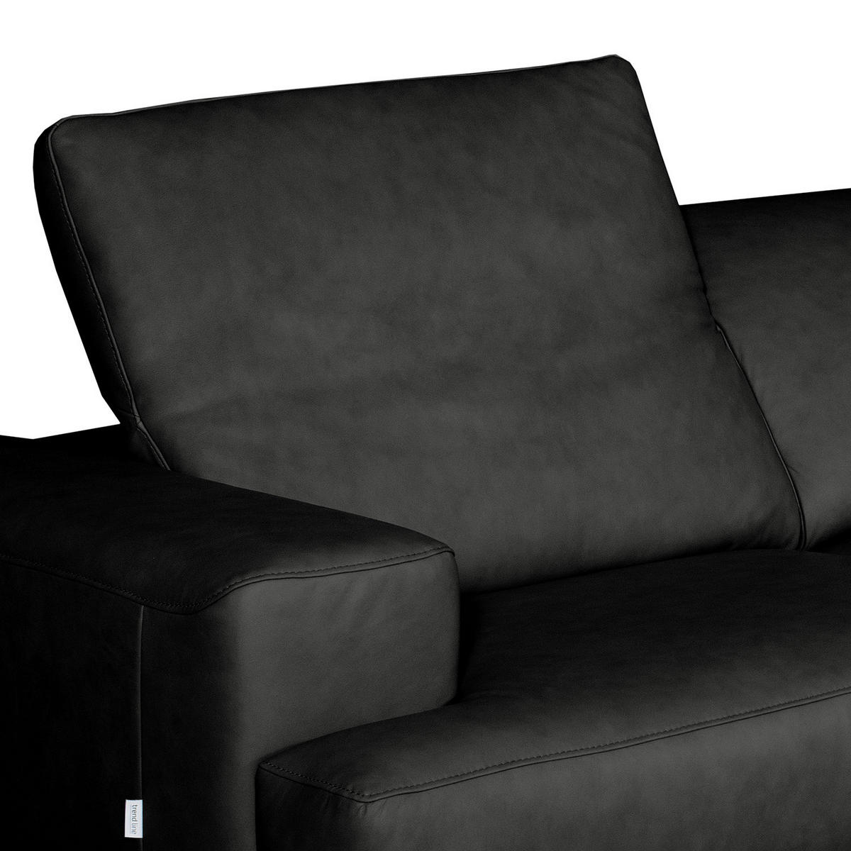 ECKSOFA  in Echtleder Schwarz  295/187 cm  - Schwarz, Design, Leder/Metall (295/187cm) - Livetastic