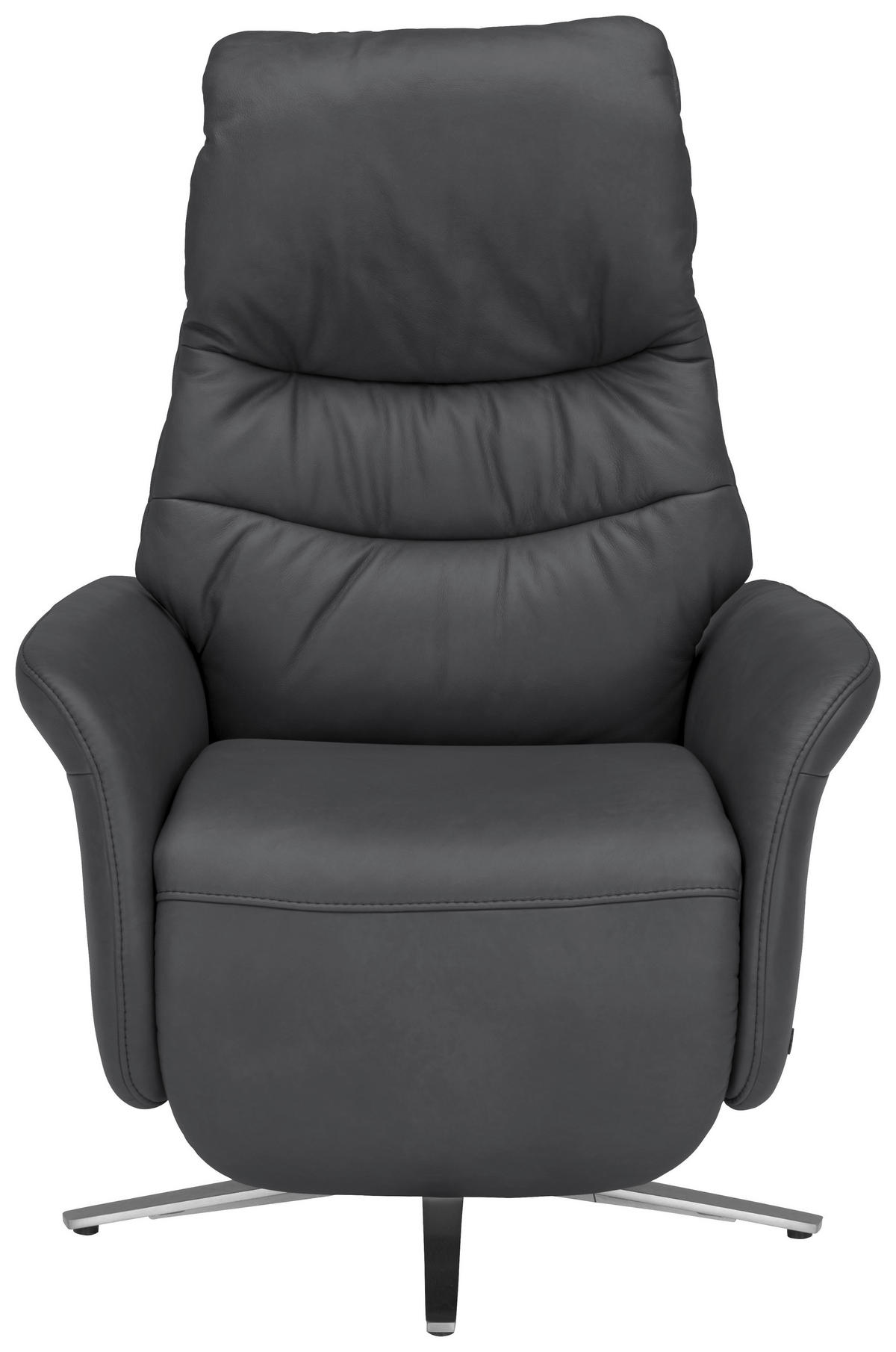 RELAXSESSEL in Leder Dunkelgrau  - Edelstahlfarben/Dunkelgrau, Design, Leder/Metall (78/117/89cm) - Himolla Komfortklass