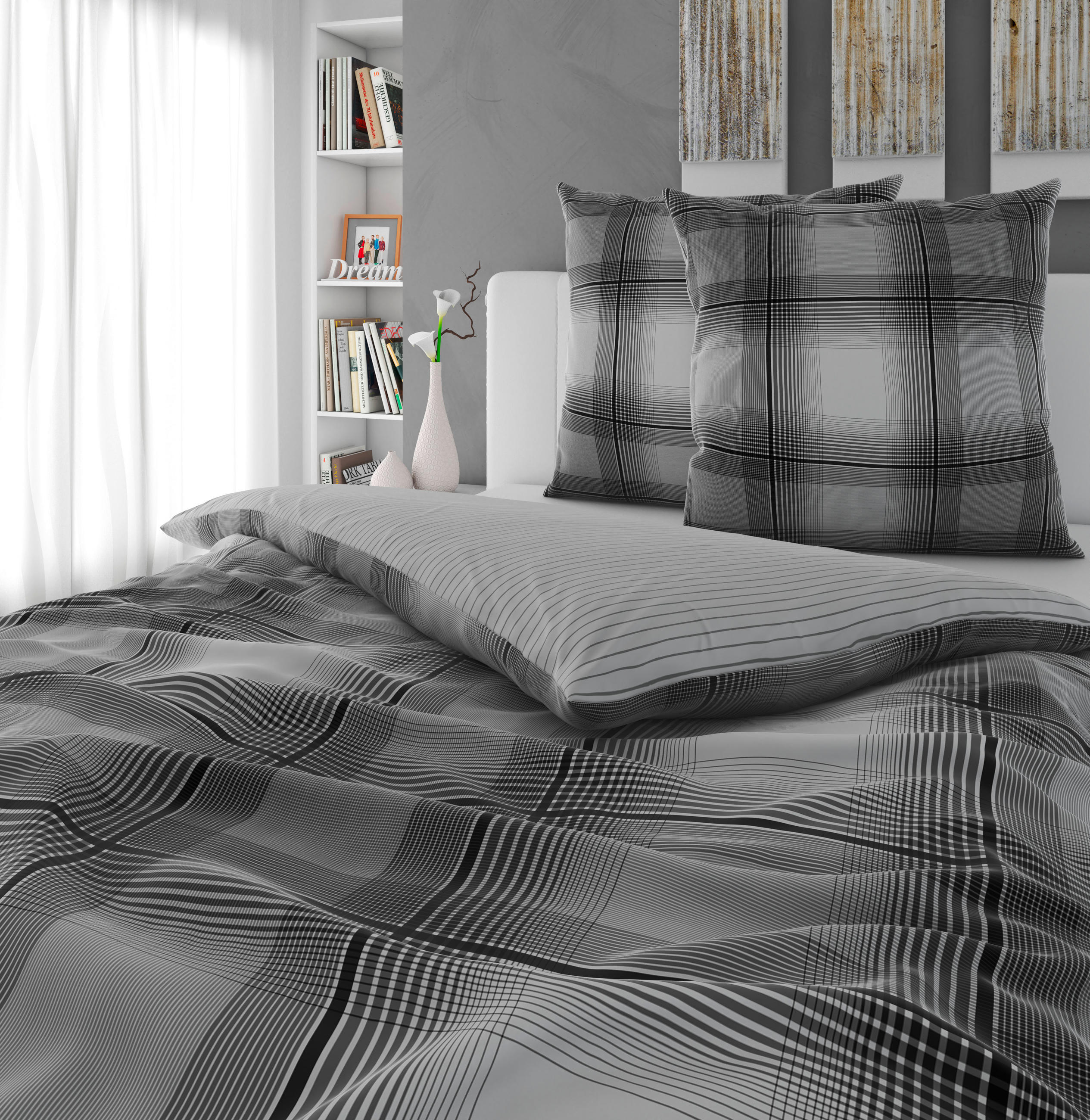 WENDEBETTWÄSCHE Satin 200/200 cm  - Grau, Textil (200/200cm) - Novel