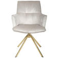 ARMLEHNSTUHL  Stoffauswahl, Sitzfläche 360° drehbar, automatische Rückholfunktion Samt  Goldfarben, Beige  - Beige/Goldfarben, Design, Textil/Metall (59/89.5/63cm) - Novel