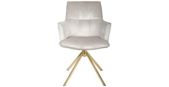 ARMLEHNSTUHL  Stoffauswahl, Sitzfläche 360° drehbar, automatische Rückholfunktion Samt  Goldfarben, Beige  - Beige/Goldfarben, Design, Textil/Metall (59/89.5/63cm) - Novel