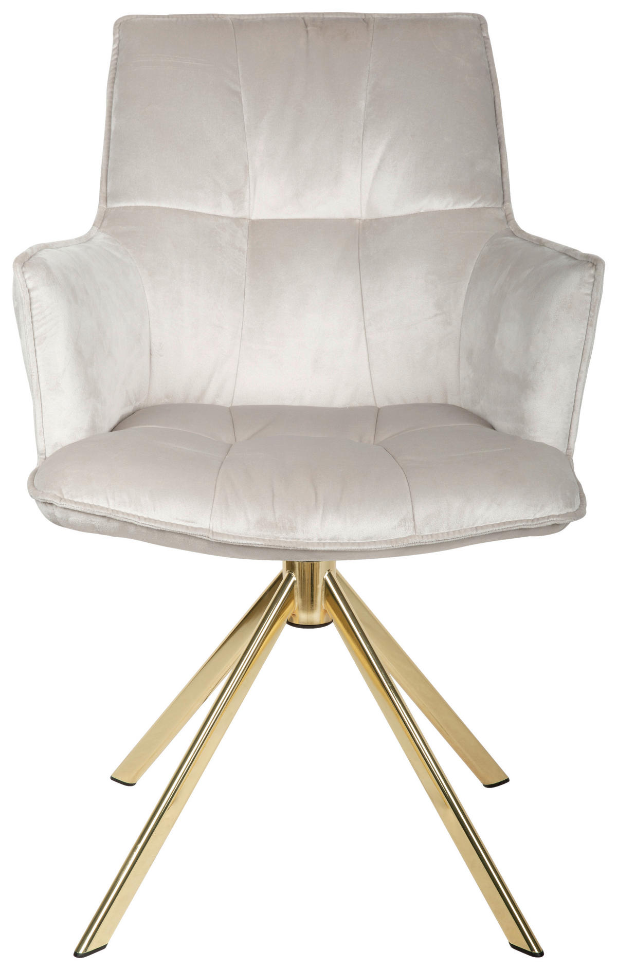 ARMLEHNSTUHL  in Edelstahl Samt  - Beige/Goldfarben, Design, Textil/Metall (59/89.5/63cm) - Novel