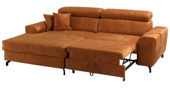 ECKSOFA in Velours Orange  - Schwarz/Orange, Design, Textil/Metall (181/267cm) - Carryhome