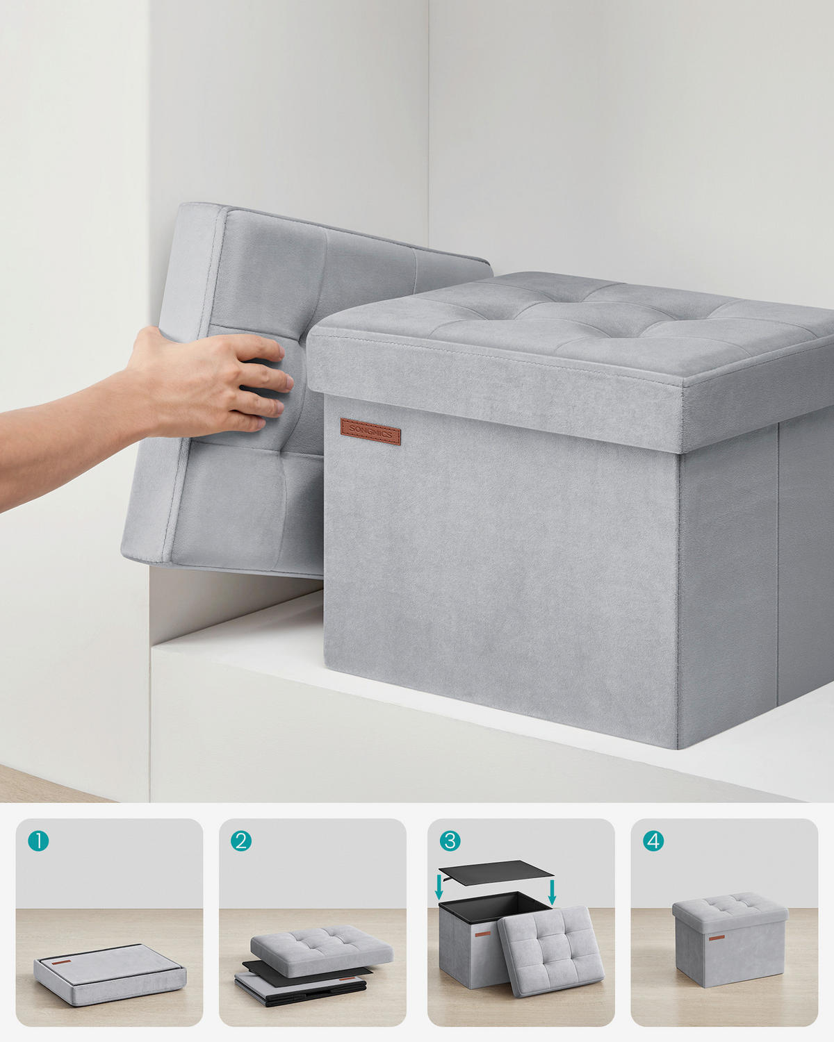 SITZBOX in Textil, Holzwerkstoff Grau  - Grau, Basics, Holzwerkstoff/Textil (41/31/31cm)