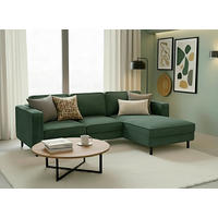 ECKSCHLAFSOFA WATKINS  mit Schlafen auf Sitzhöhe, Rücken echt, Armteil links, Armteil rechts Cord Dunkelgrün  - Dunkelgrün/Schwarz, MODERN, Textil/Metall (232/161cm) - Trendmanufaktur