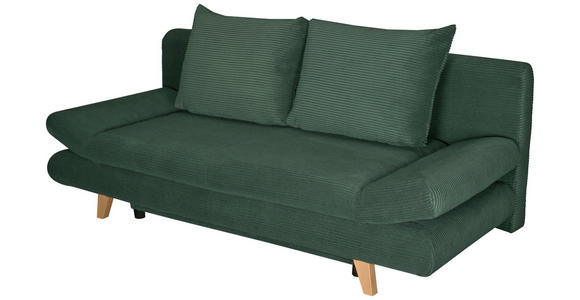 SCHLAFSOFA  mit Schlafen auf Sitzhöhe, haustierfreundlicher Bezug Cord Dunkelgrün  - Dunkelgrün/Buchefarben, KONVENTIONELL, Holz/Textil (200/75/85cm) - Carryhome