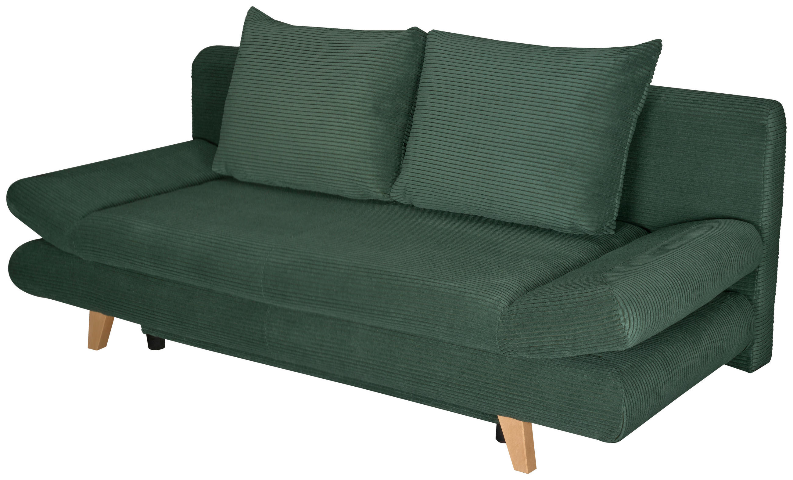 SCHLAFSOFA Cord Dunkelgrün  - Dunkelgrün/Buchefarben, KONVENTIONELL, Holz/Textil (200/75/85cm) - Carryhome