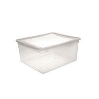 BOX MIT DECKEL    39/33,5/18 cm  - Transparent, Basics, Kunststoff (39/33,5/18cm)