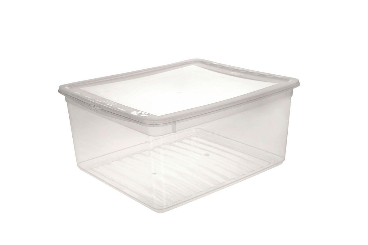 BOX MIT DECKEL    39/33,5/18 cm  - Transparent, Basics, Kunststoff (39/33,5/18cm)
