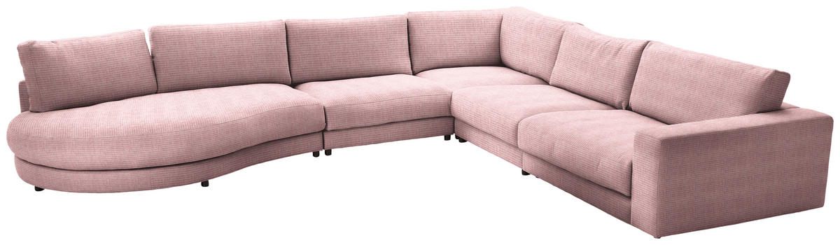 ECKSOFA in Chenille, Cord Rosa  - Schwarz/Rosa, Design, Kunststoff/Textil (425/365cm) - Lomoco