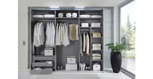 SCHWEBETÜRENSCHRANK 300/216/65 cm 3-türig Weiß, Weiß Hochglanz  - Weiß Hochglanz/Weiß, MODERN, Holzwerkstoff/Metall (300/216/65cm) - Hom`in