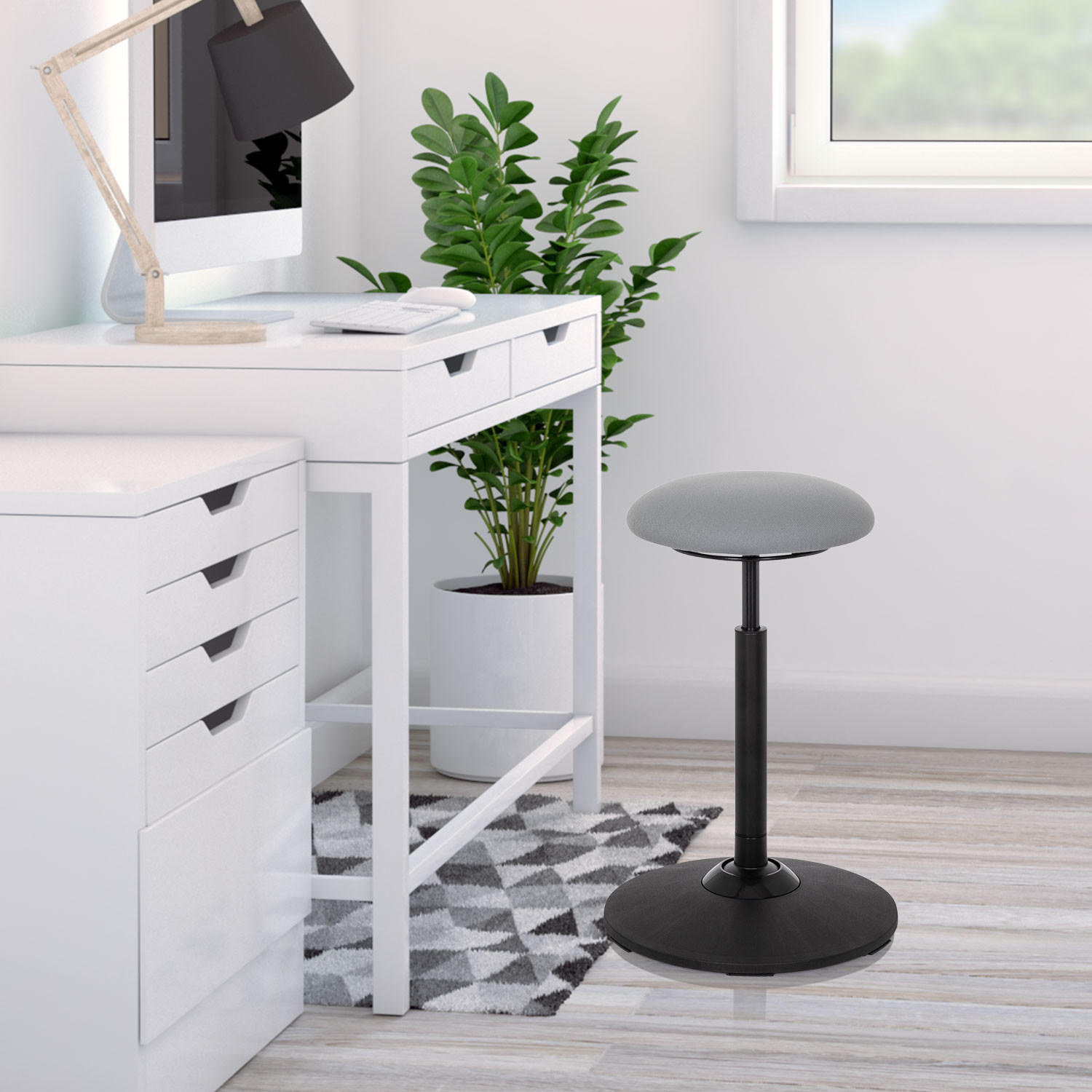 STEHHILFE Flachgewebe  Grau  - Schwarz/Grau, Basics, Kunststoff/Textil (45/63-86/45cm) - MID.YOU