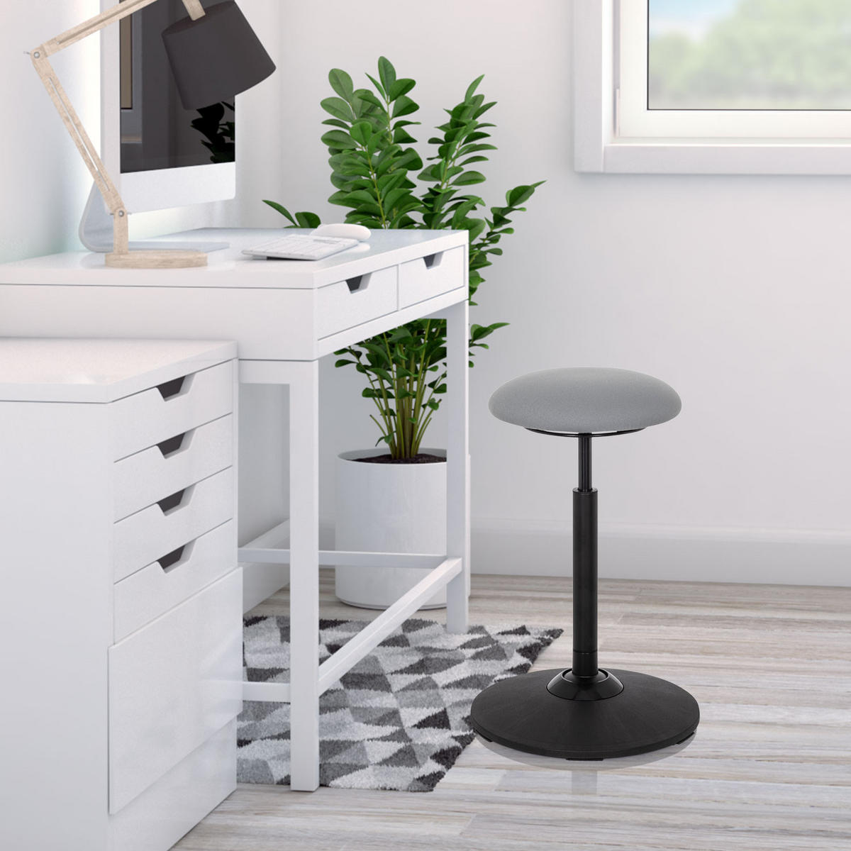 STÅSTÖD  grå  - svart/grå, Basics, textil/plast (45/63-86/45cm) - MID.YOU