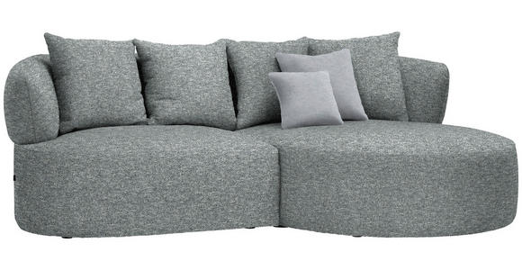 ECKSOFA in Flachgewebe Grau, Grün  - Hellgrau/Schwarz, MODERN, Kunststoff/Textil (235/166cm) - Hom`in