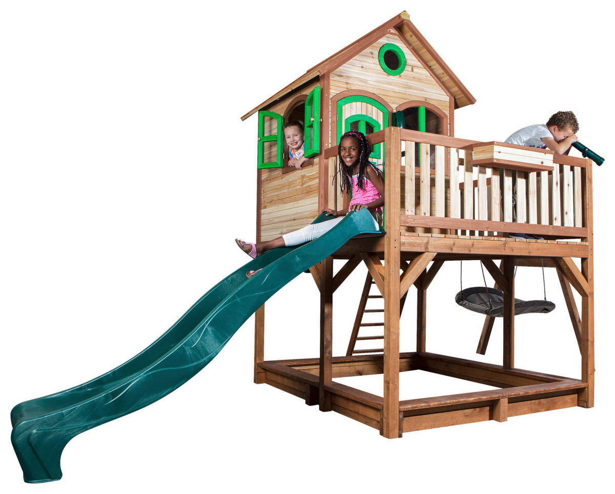 SPIELTURM 613/291/277 cm  - Braun/Weiß, KONVENTIONELL, Holz (613/291/277cm) - Ambia Garden