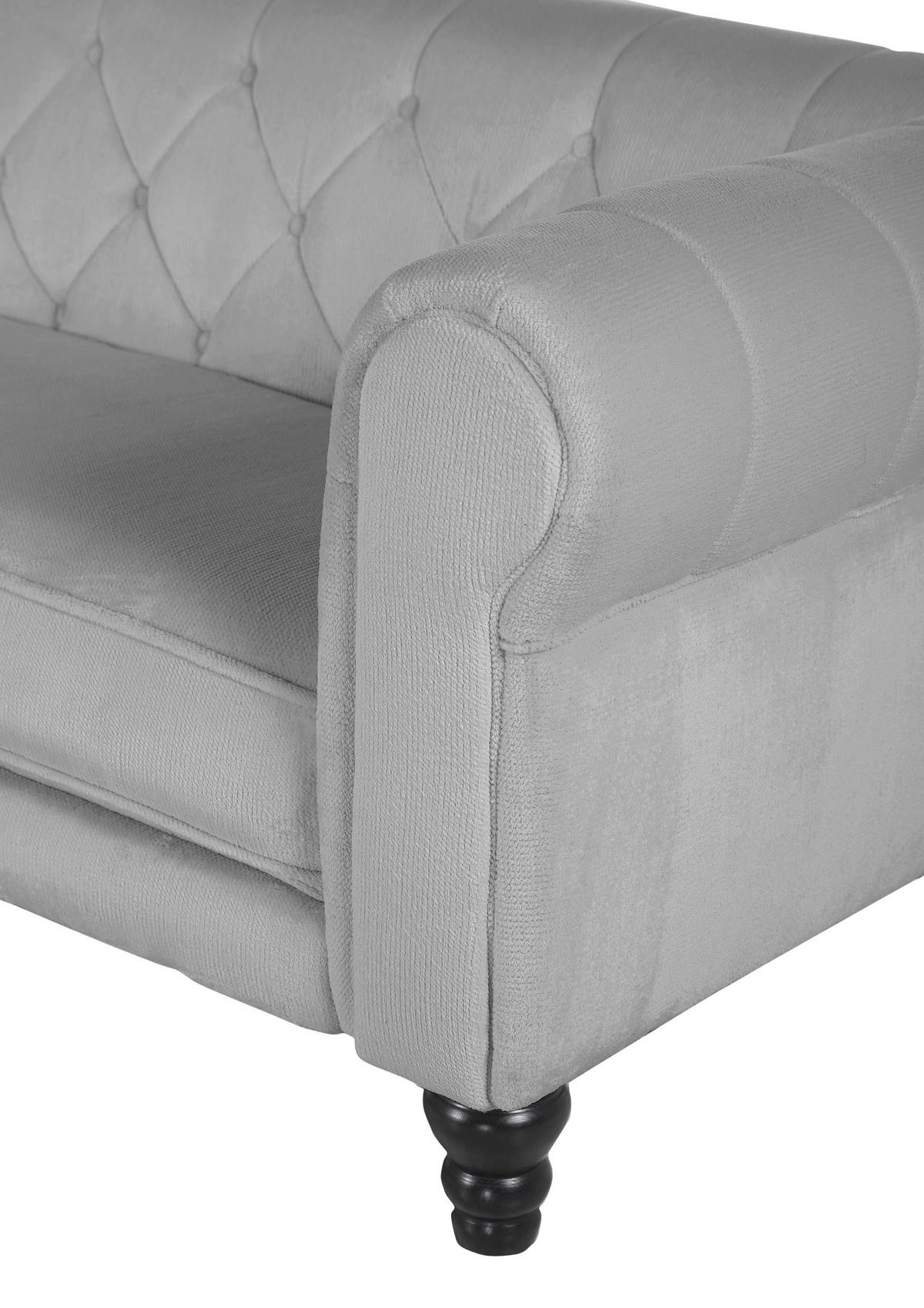 ECKSOFA in Plüsch Grau  160/260 cm  - Dunkelbraun/Grau, Design, Holz/Textil (160/260cm) - MID.YOU