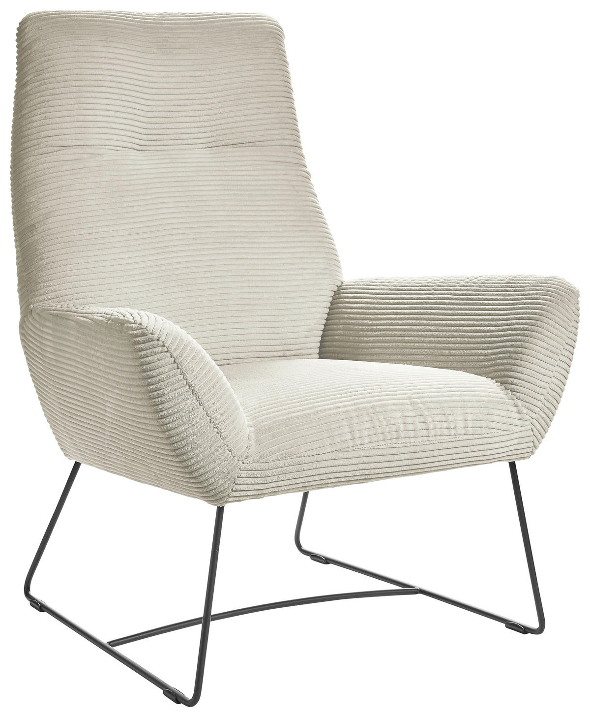 SESSEL in Cord Creme  - Creme/Schwarz, Design, Textil/Metall (82/102/81cm) - Hom`in