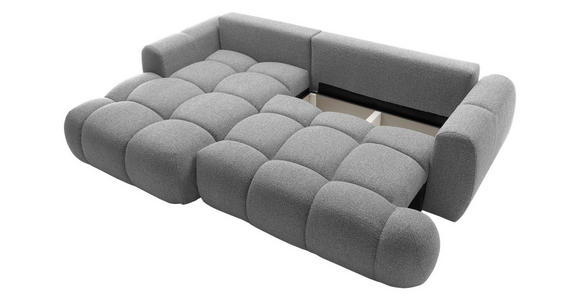 ECKSOFA Hellgrau Struktur  inkl. Rückenkissen, Bettkasten, Schlaffunktion, Rücken echt, Liegefläche im Originalstoff  - Hellgrau/Schwarz, KONVENTIONELL, Kunststoff/Textil (172/272cm) - Carryhome