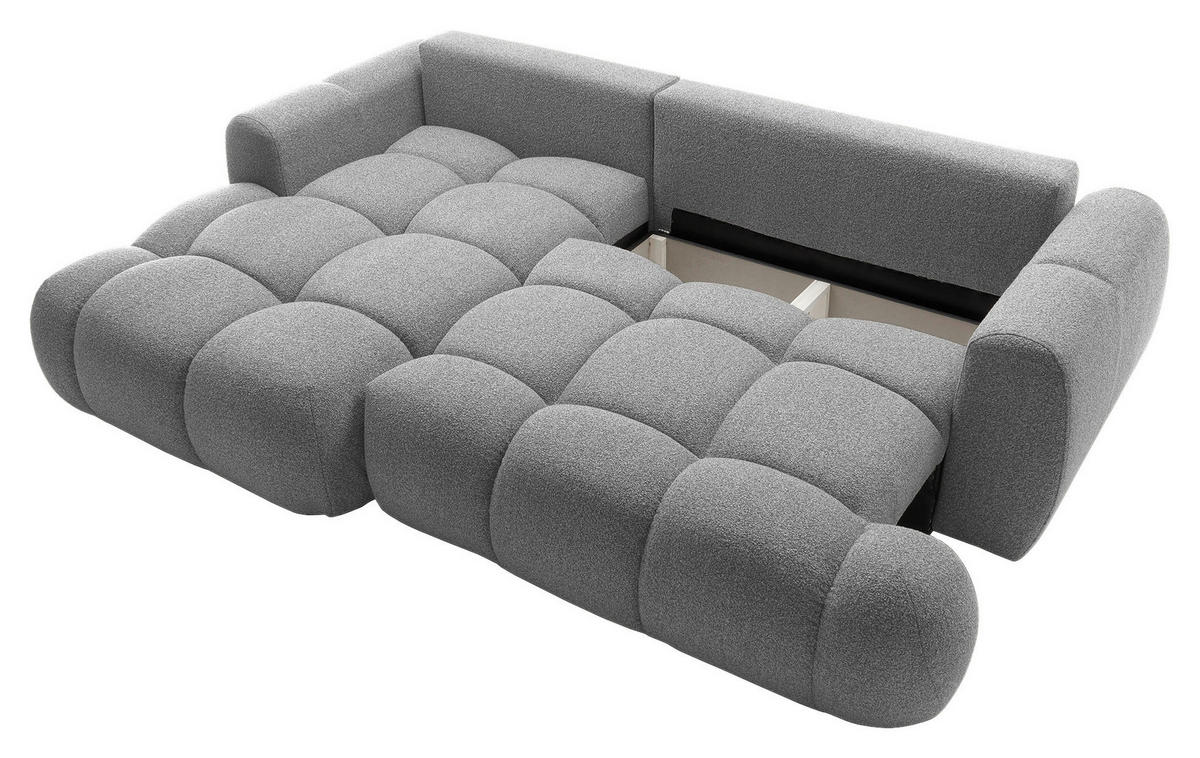 ECKSOFA Hellgrau Struktur  - Hellgrau/Schwarz, KONVENTIONELL, Kunststoff/Textil (172/272cm) - Carryhome