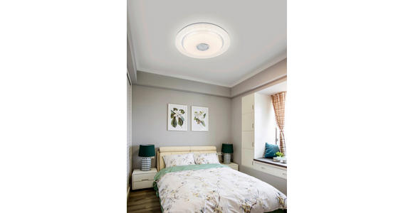 LED-DECKENLEUCHTE 38/8 cm - Chromfarben/Weiß, Trend, Kunststoff/Metall (38/8cm) - Novel