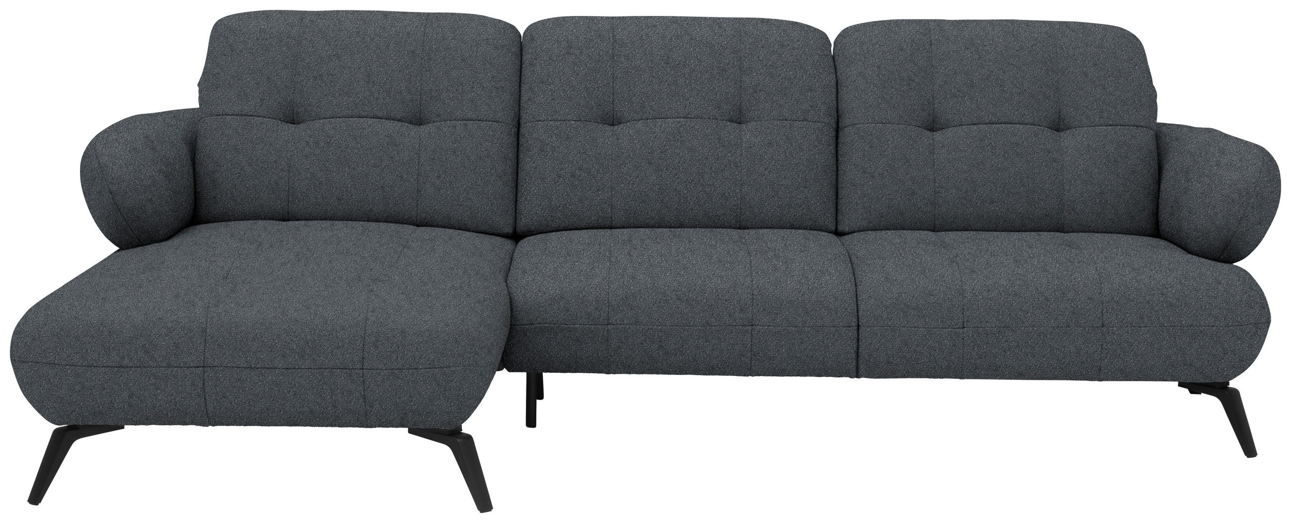 ECKSOFA Chenille Dunkelgrau  - Dunkelgrau/Schwarz, Modern, Textil/Metall (180/282cm) - Novel