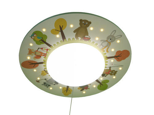 KINDERDECKENLEUCHTE Waldtiere 54/11 cm   - Multicolor, Trend, Holz/Kunststoff (54/11cm)