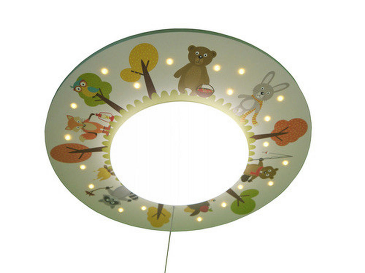 KINDERDECKENLEUCHTE Waldtiere 54/11 cm   - Multicolor, Trend, Holz/Kunststoff (54/11cm)