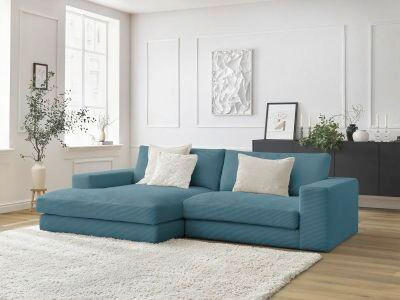 ECKSOFA  LEONARD Hellblau Cord  - Schwarz/Hellblau, MODERN, Kunststoff/Textil (159/274cm)