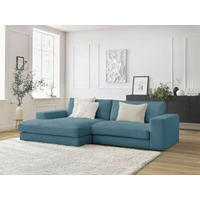 ECKSOFA  LEONARD Hellblau Cord  - Schwarz/Hellblau, MODERN, Kunststoff/Textil (159/274cm)