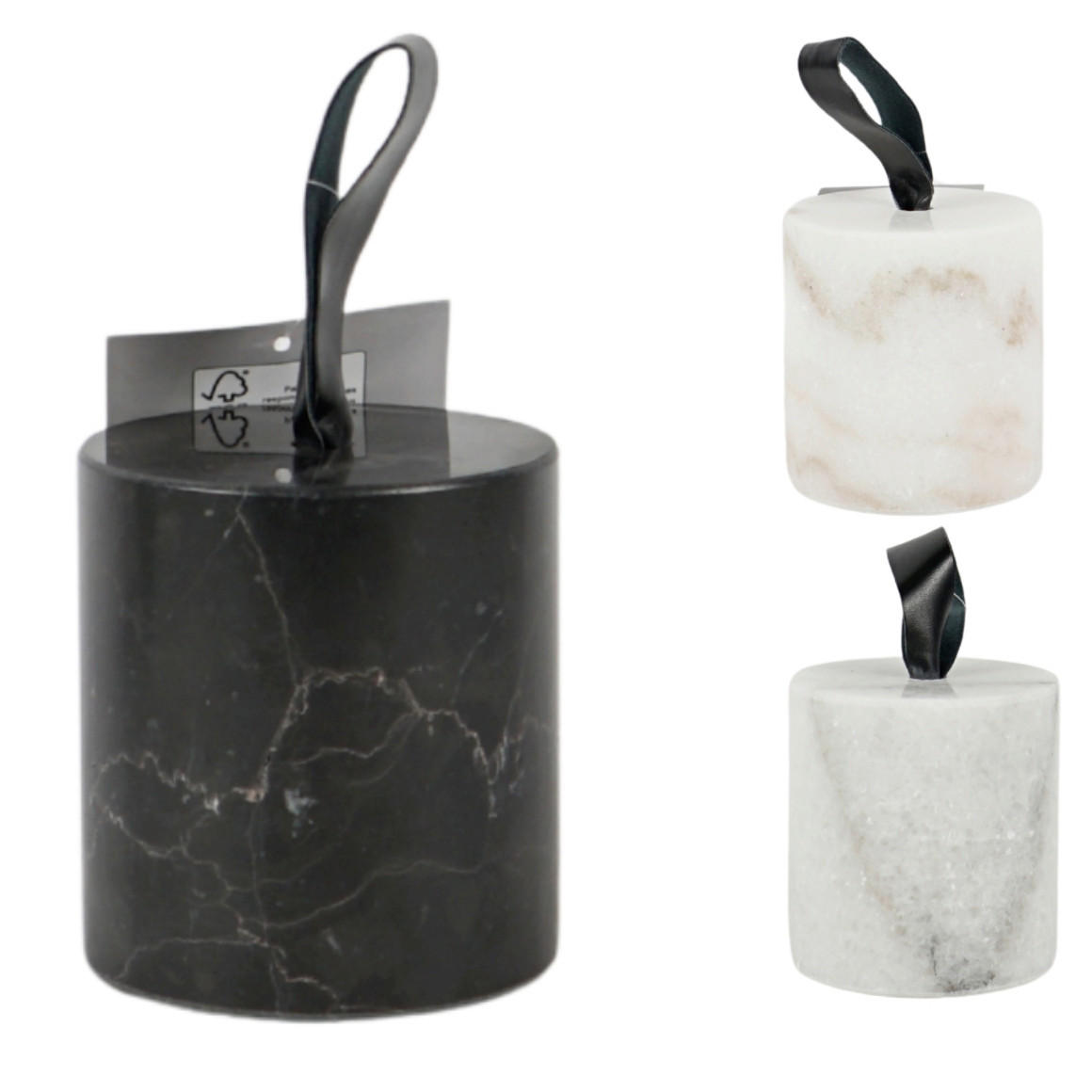 STOPER ZA VRATA crna, bela  kamen  - bela/crna, Osnovno, kamen (8.5/8.5/9cm)