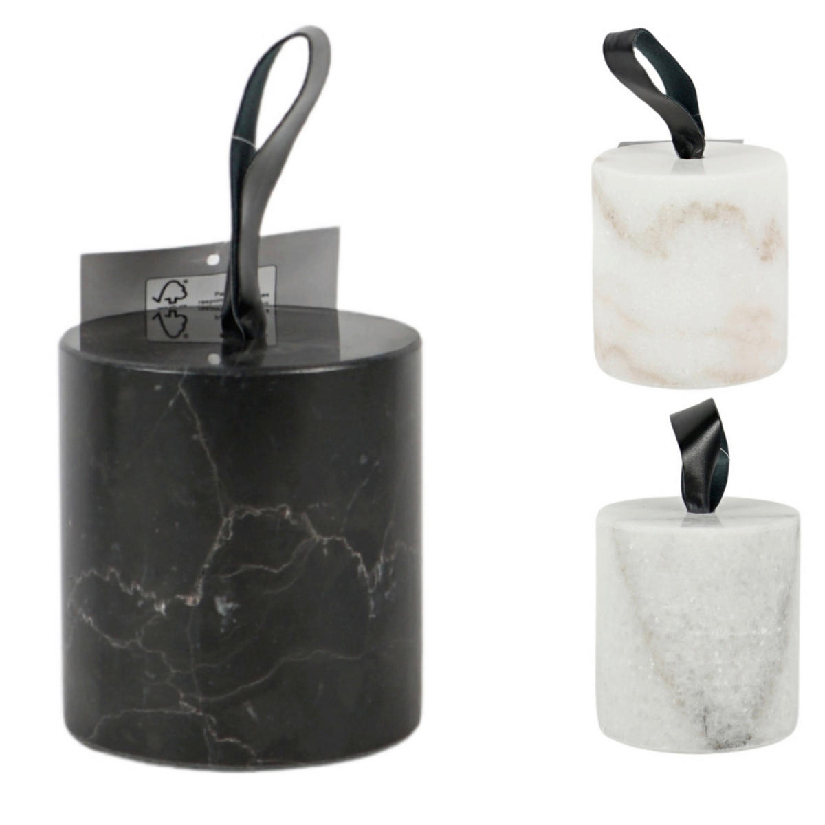 ZAUSTAVLJALEC VRAT - črna/bela, Basics, kamen (8.5/8.5/9cm)