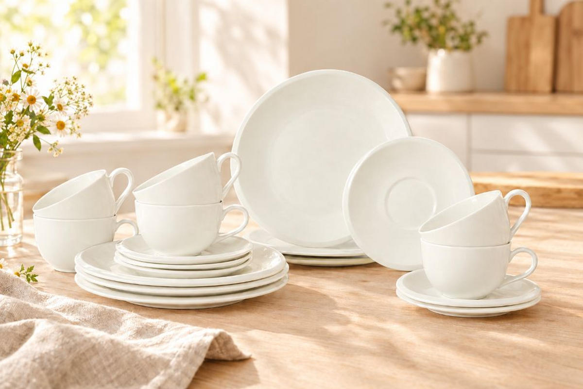 KÁVOVÁ SOUPRAVA porcelán keramika  - bílá, Trend, keramika - Dieter Knoll