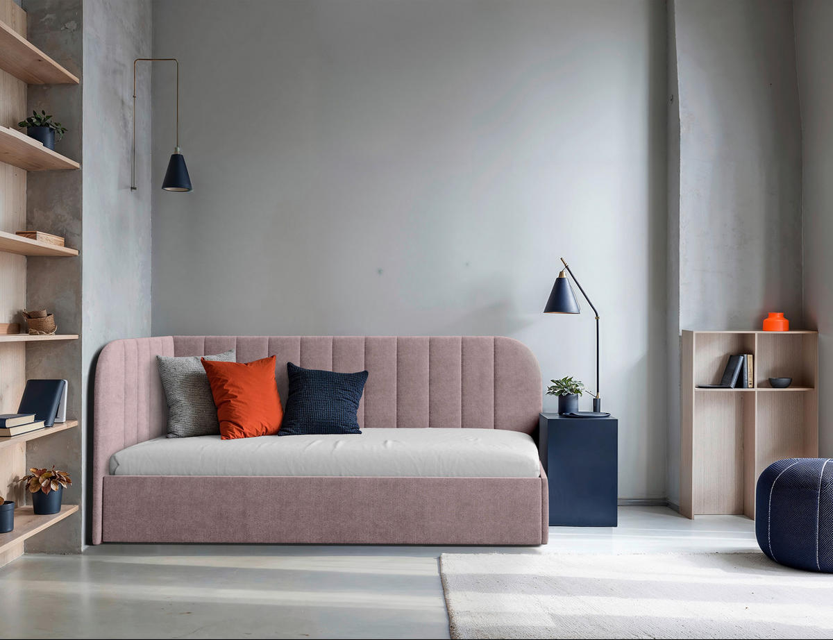 POLSTERBETT 90/200 cm  Rosa  - Schwarz/Rosa, Modern, Holz/Holzwerkstoff (90/200cm) - MID.YOU