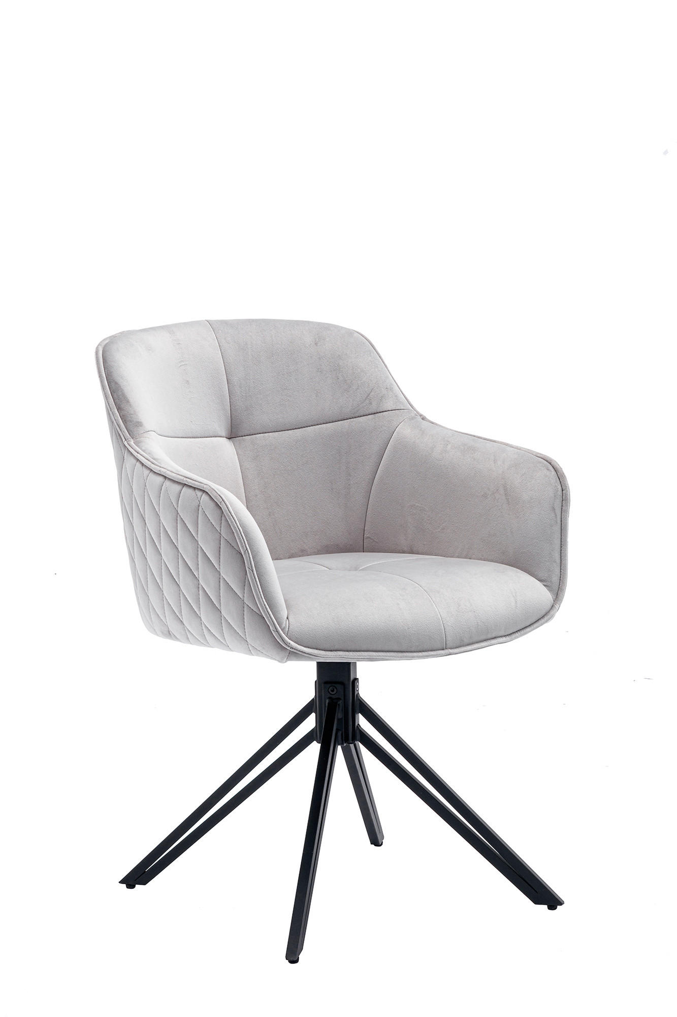 DREHSTUHL  in Samt Hellgrau  - Hellgrau/Schwarz, MODERN, Textil/Metall (59/83/60cm) - Livetastic