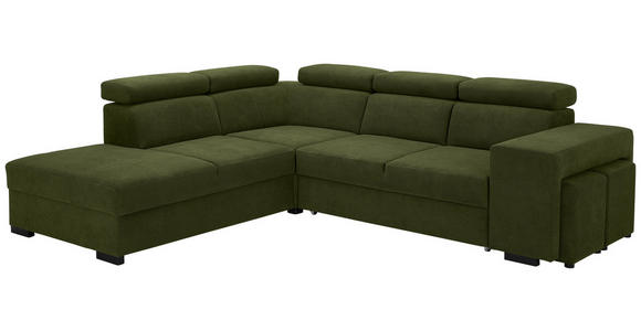 ECKSOFA  in Webstoff Dunkelgrün  - Dunkelgrün/Schwarz, KONVENTIONELL, Holz/Textil (244/283cm) - Carryhome