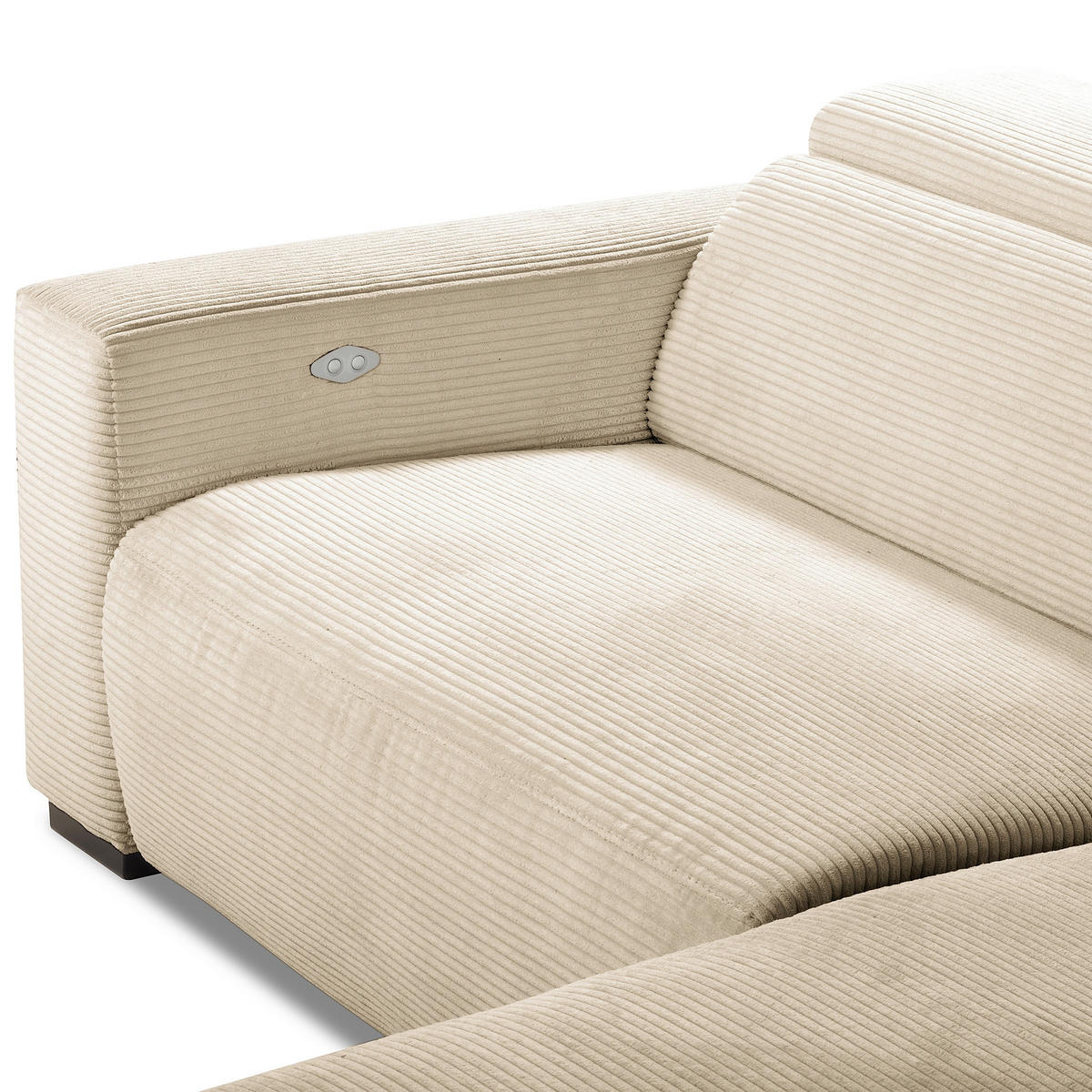 ECKSOFA RENO Beige Cord Relaxfunktion, Kopfteilverstellung  - Beige/Schwarz, Design, Kunststoff/Textil (248/184cm) - Livetastic