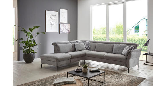ECKSOFA in Struktur Grau 235/275 cm - Schwarz/Grau, MODERN, Textil/Metall (235/275cm) - Cantus