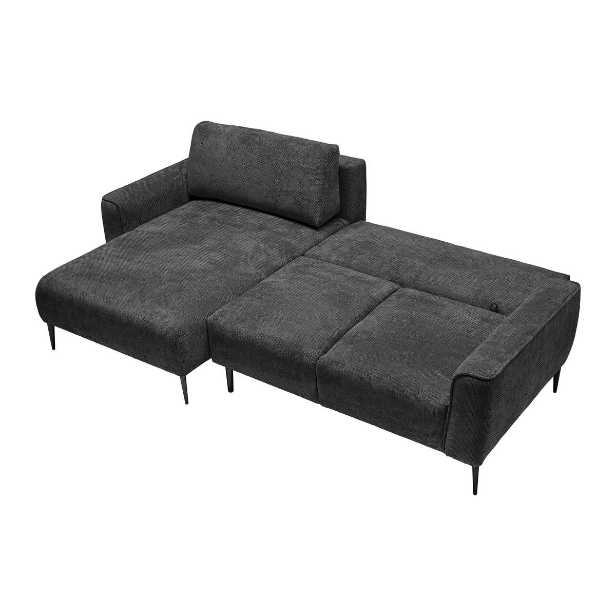 ECKSOFA in Webstoff Schwarz  - Schwarz, Modern, Textil/Metall (164/255cm) - MID.YOU
