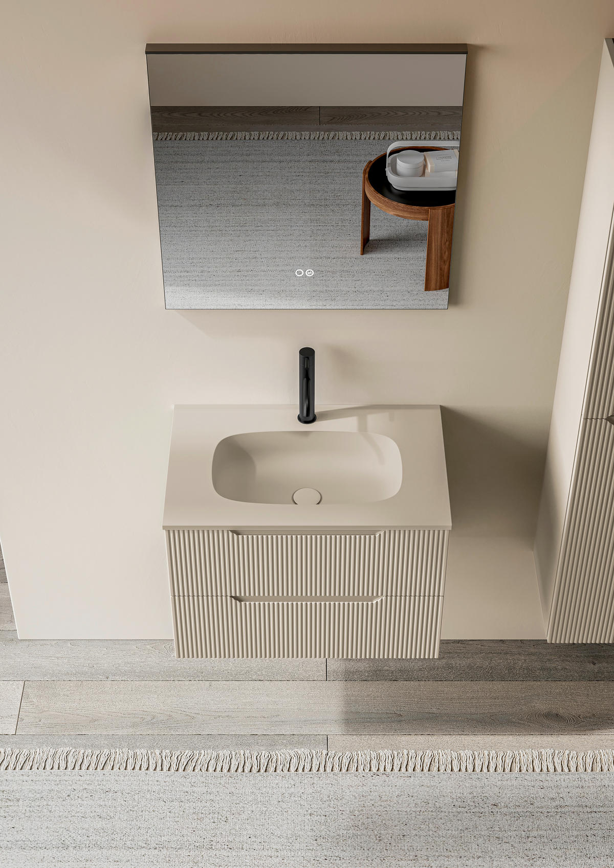 BADEZIMMER 3-teilig  in 70 cm  - Seidengrau/Weiß, KONVENTIONELL, Holzwerkstoff/Stein (70cm) - Belluti