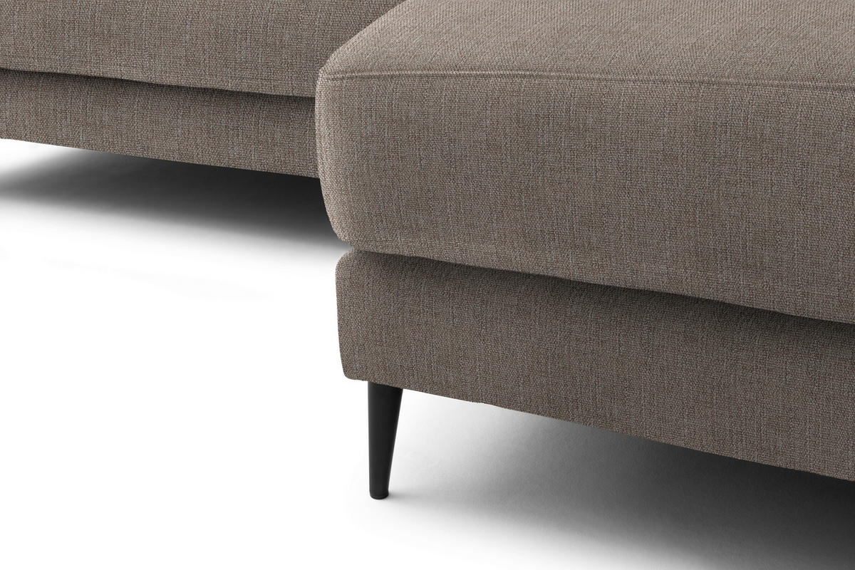 ECKSOFA in Flachgewebe Taupe  - Taupe/Schwarz, Design, Textil/Metall (253/177cm) - Dieter Knoll